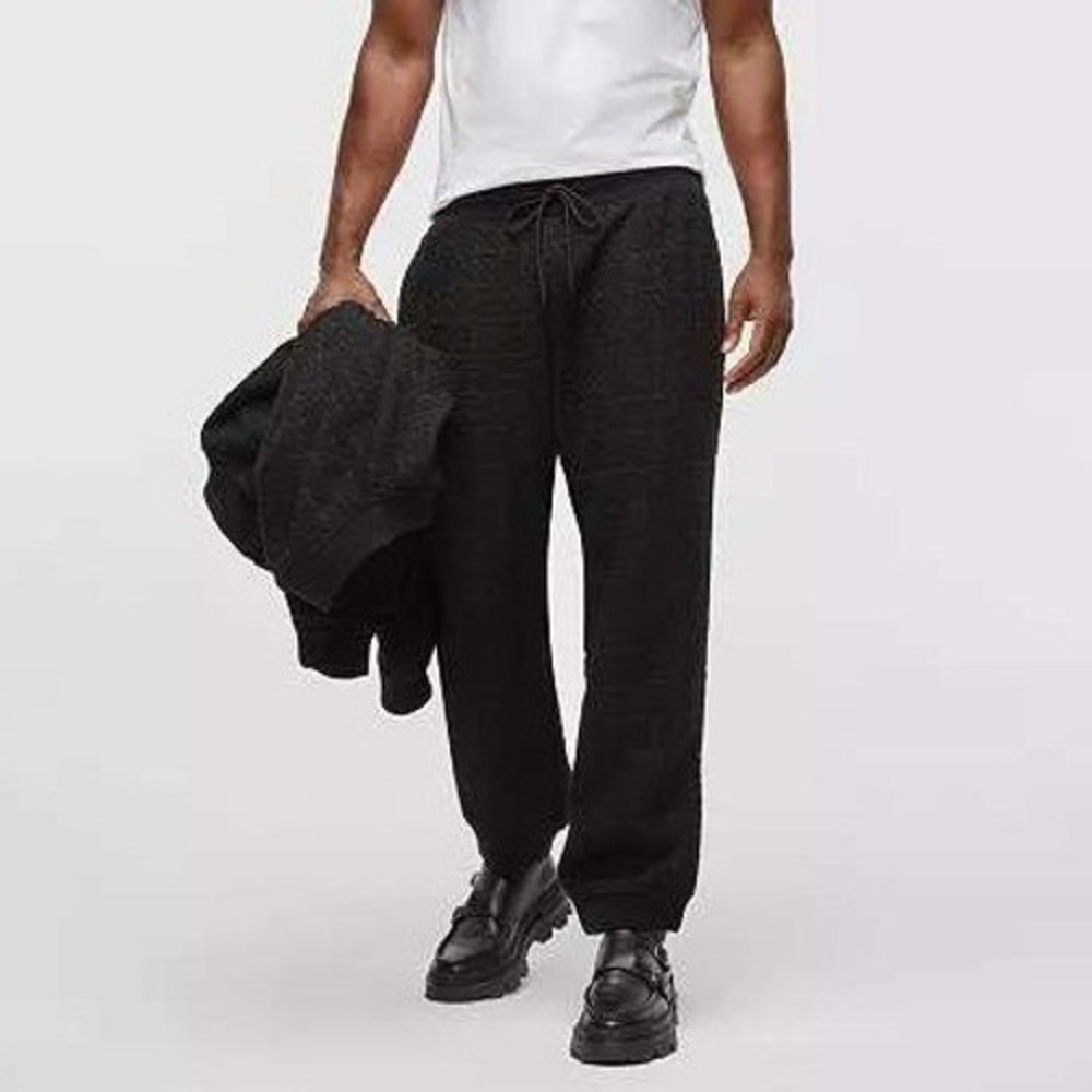 Mode of One Mens Regular Fit Tapered Leg Tweed Jogger Pants Black XL 100199584MN